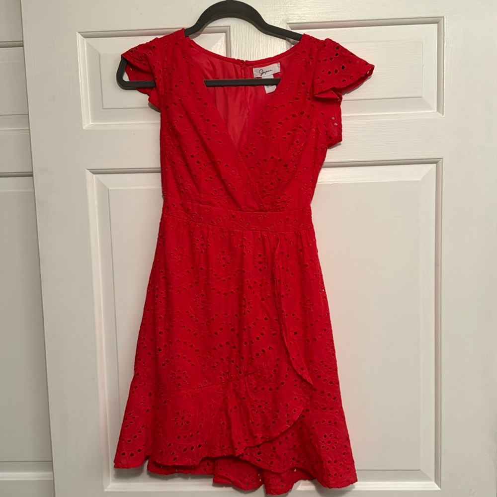 Red eyelet Mini dress